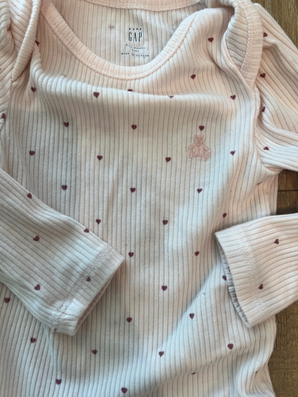 GAP Baby Ribbed Long-Sleeve One-Pieces and Pants Set in Pink and Cream - Picture 7 of 9